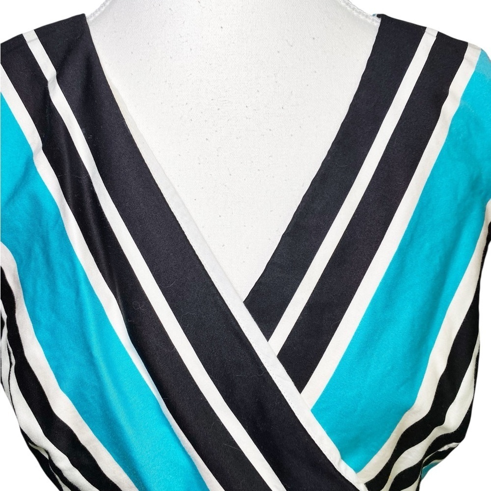 Talbots Black, White, and Blue Striped Midi Dress - Picture 4 of 15